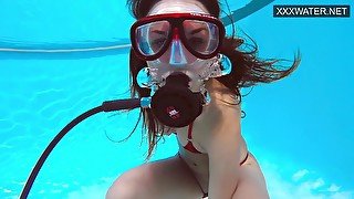 Lana Tanga In Red Lingerie Masturbating Underwater