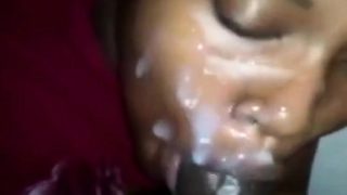 Ebony blowjob and facial