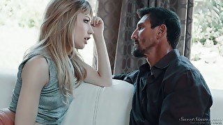 Spying gal watches the way sexy blondie Ivy Wolfe rides strong cock