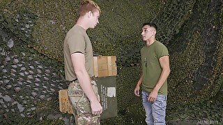 Gay lads fuck in the army for naughty adventures