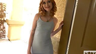 Petite spinner Scarlet Skies hooks up with random dude from dating app for hardcore first date