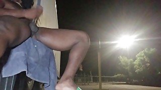 Ebony Exhibitionist Stroking His BBC At Truck Stop, Caught By Traffic, Trucker & His Wife Watch