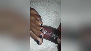 Guy With A Massive Dong Cumming On Delicious Black Feet In Bed