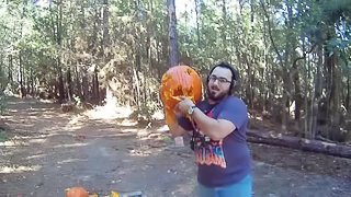 Gun Pumpkin CARVING!?!?!?! Shooting Jack O Latern A New Form of Art!