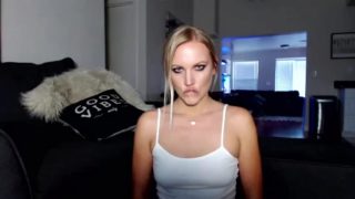 Sexy blonde gagging and deepthroating cock