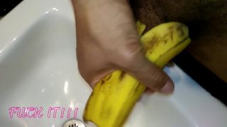 Jacking Off at Work With Banana Peel