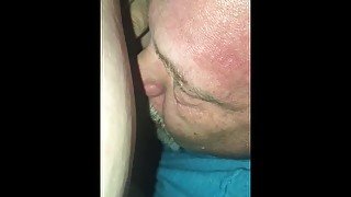 Fat chub blows load in older bears mouth