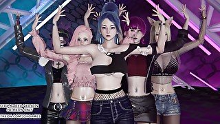 [MMD] ITZY - LOCO Ahri Akali Kaisa Evelynn Seraphine Kda Sexy Kpop Dance 4K 60FPS League of Legends