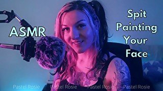 SFW ASMR Spit Painting Your Face - PASTEL ROSIE Cute Egirl - Sexy Mouth Sounds Sensual Triggers