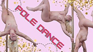 Sexy milf nude pole dance increadible strength