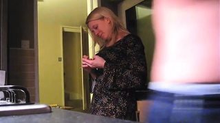 British amateur milf takes a cumshot over her panties