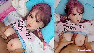 Titsfuck and facial cum on my cute doll 15