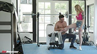 Rough sex at the gym is all about blonde girl Paris White talking