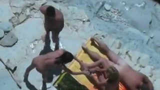 Exposed Brutal wife swapping on beach