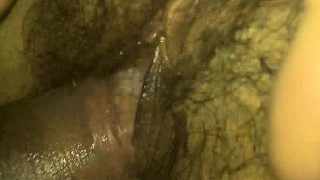 Fucking a really wet hairy vagina - closeup