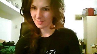 Pretty girl dances a bit on webcam