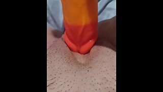 Trying out my new Coloful thick suction dildo!!