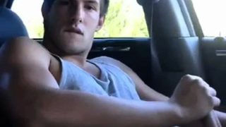 Str8 hot young jock jerks in his car