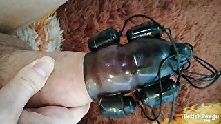 Handsfree orgasm with 5 vibrator eggs - Masturbation closeup