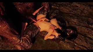 Troll Fucks His Big Dick Luscious Delicious Cutie Armored Warrior in a Cave