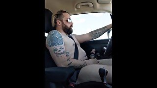 Drive Naked! Cumming while passing cars with several cock rings on!