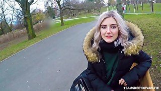 Cutie Eva Elfie Gives A Blowjob In The Park