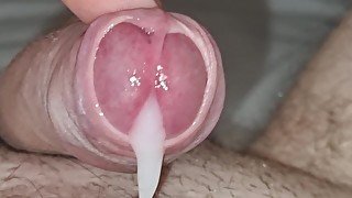 CLOSEUP SLOWMO POV. Milking and Edging. Slow Leaking Satisfying CUMSHOT