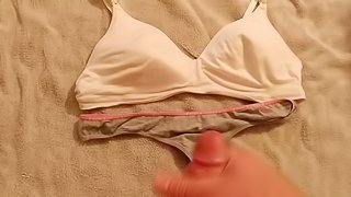 Cumming on my wifes bra and panties