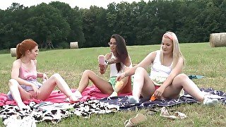 Lovely Girls Are Having Fun In The Nature, In The Middle Of