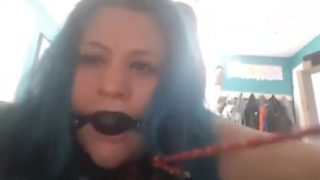 Tattooed slut gagged and fucked