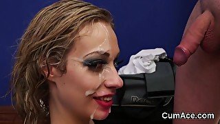 Foxy Beauty Gets Cumshot On Her Face Swallowing All The