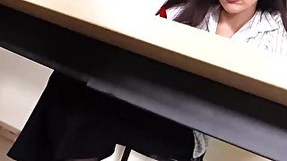 Sexy secretary nylon feet under desk and on the table