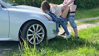 Sucking Dick Outdoors On The Side Road And Got Fucked Outdoors On The Car Hood 8 Min