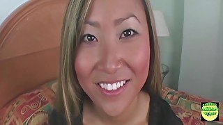 Pierced Asain Babe Gets Her Ass Hammered By Thick Hard Cock And A Cumshot