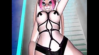 Furry girl sexual teasing, moaning and twerking dancing (VRchat VR Vtuber)