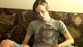 Self jerking buddy Ayden James smoking and facializing himself