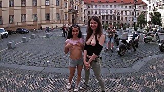 Sex and Public Flashing in Prague - young teens with perky tits