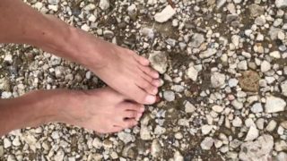 Beautiful feet crunching on rocks ASMR