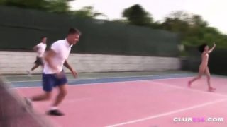 Cutie fucked by two tennis players