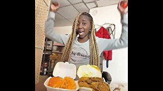 ASMR/ Patois: Alliyah Alecia Munching, Eats Jamaican Macaroni and Cheese - Mukbang Eating Show!!!!