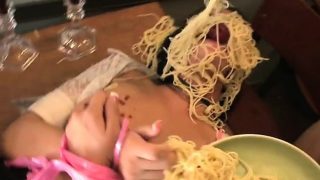 Helpless Slut  Sadie West Bathes In Food And Jizz