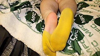 Dirty Yellow Ankle Socks Tease