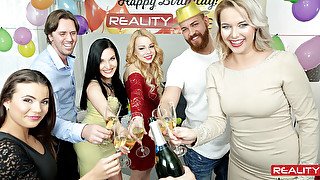 Nikky Dream & Vanessa Decker & Lucia Denvile & Rebeka Black in The Great Birthday Orgy - POV - RealityLovers