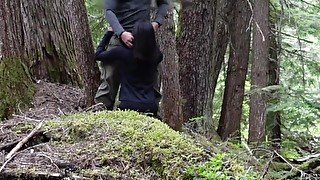 cheating ebony girlfriend fucking in the woods by Mt Rainier. nature porn