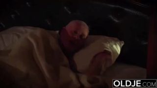 Grandpa fucks his young wife licks her pussy and cums