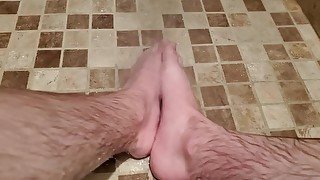 Soaking my feet in hot water