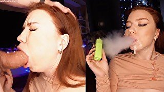 She smokes and SUCKS my dick! And then I COVER her FACE with SPERM! JUST LOOK how happy she is!