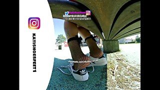 [VR180 3D] Superstars adidas shows you her sweaty insoles and stinky feet and lick her shoes