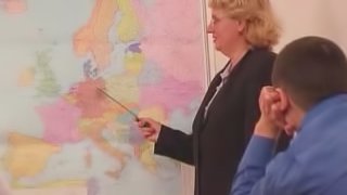 Chubby teacher and two of her students fuck after a lesson