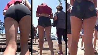 Latina college girl tiny spandex short